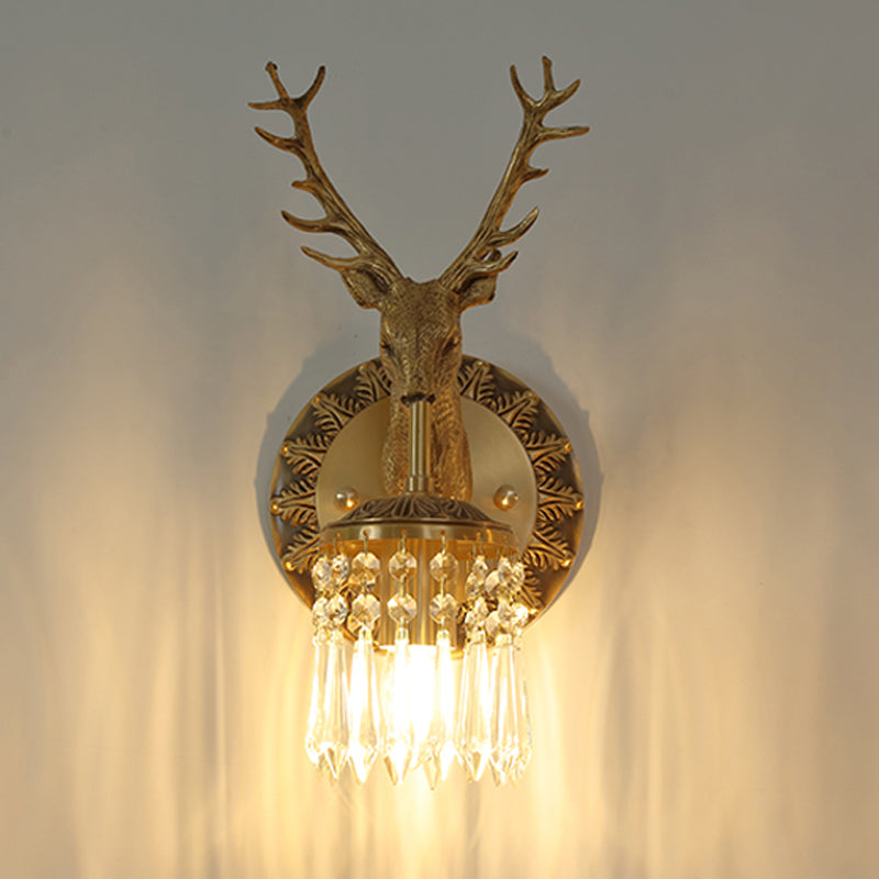 Crystal and Brass Vanity Lighting Modern Wall Light Fixture for Bathroom