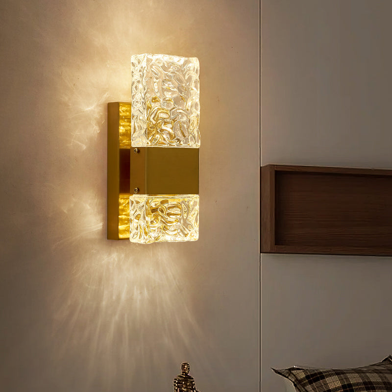 Modern Vanity Lighting Rectangular Wall Light Fixture with Crystal for Bathroom