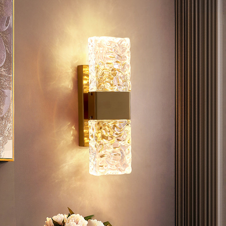 Modern Vanity Lighting Rectangular Wall Light Fixture with Crystal for Bathroom