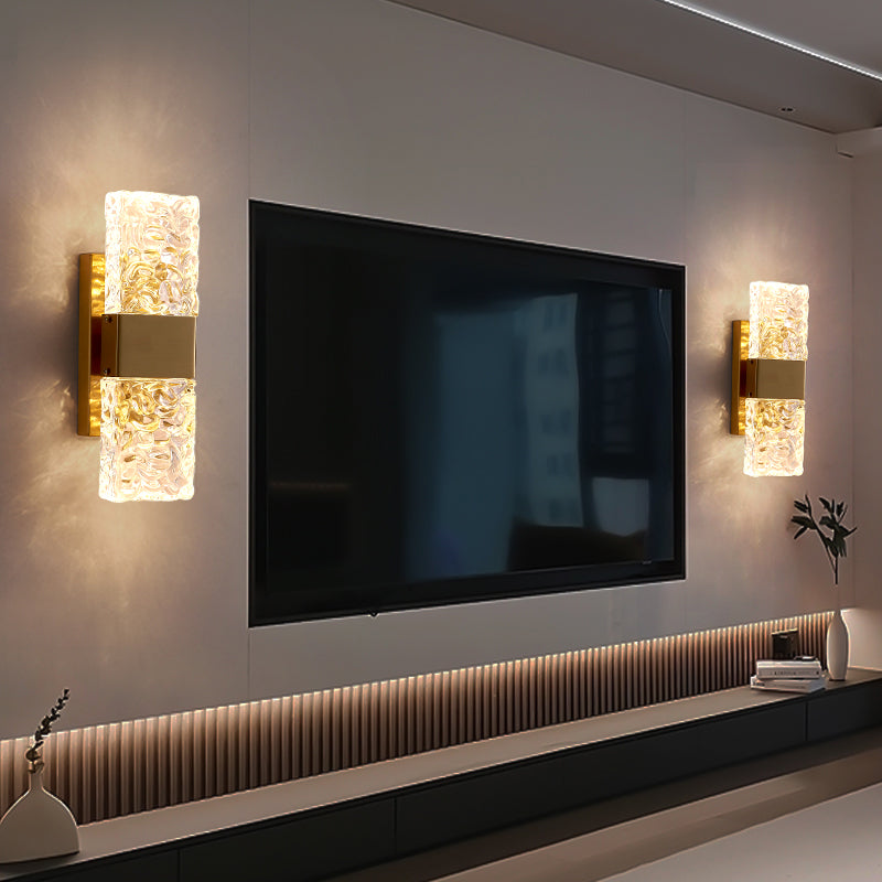 Modern Vanity Lighting Rectangular Wall Light Fixture with Crystal for Bathroom