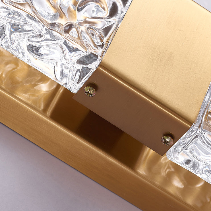 Modern Vanity Lighting Rectangular Wall Light Fixture with Crystal for Bathroom