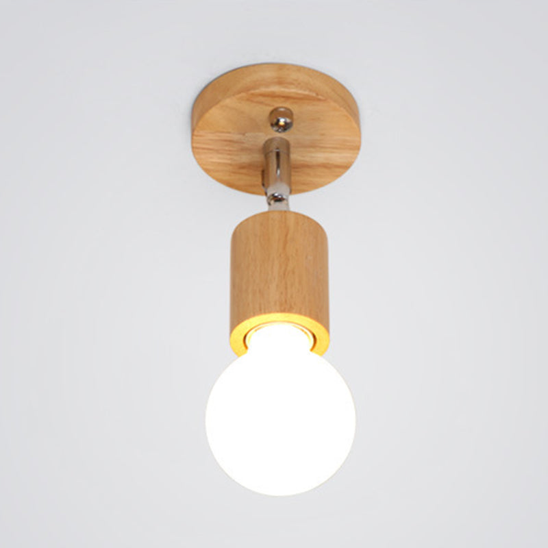 Geometric Shape Wood Vanity Sconce Light Modern Multi-Lights Vanity Mirror Lights in Brown