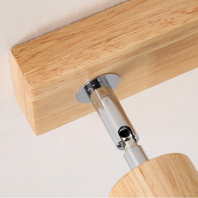 Geometric Shape Wood Vanity Sconce Light Modern Multi-Lights Vanity Mirror Lights in Brown