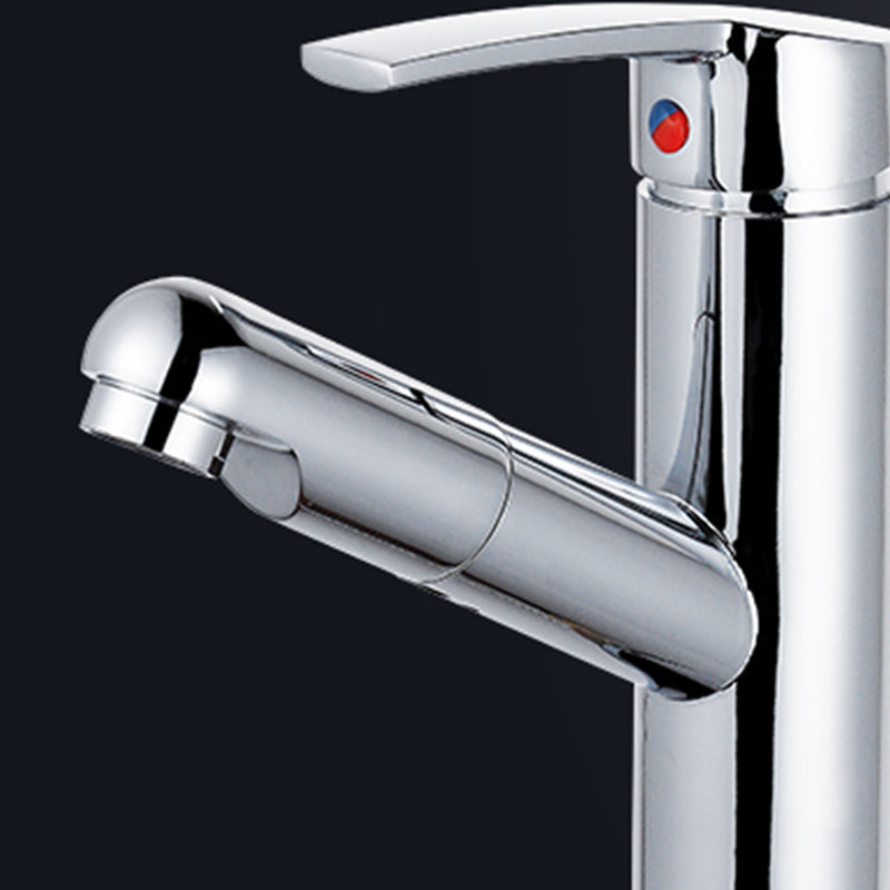 Modern Pull Out Centerset Faucet Single Handle Bathroom Vessel Faucet