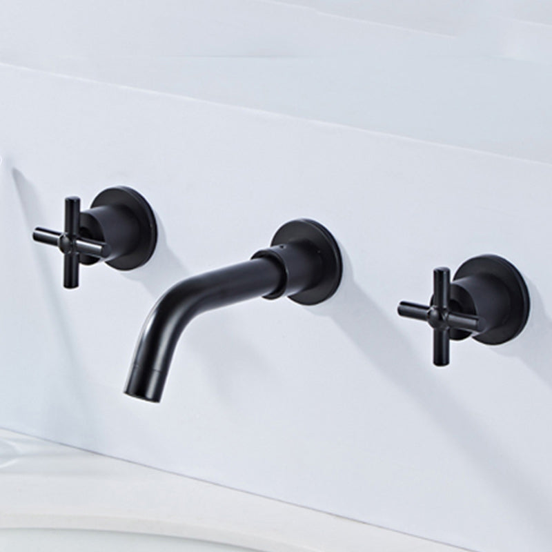 Modern Cross Handle Faucet Solid Color Wall Mounted Bathroom Faucet