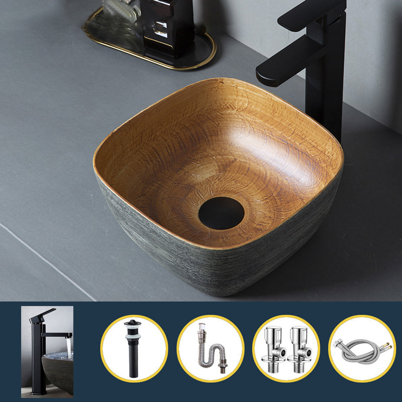 Brown Oval-shape Trough Bathroom Sink Modern Trough Bathroom Sink