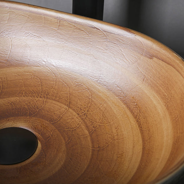 Brown Oval-shape Trough Bathroom Sink Modern Trough Bathroom Sink