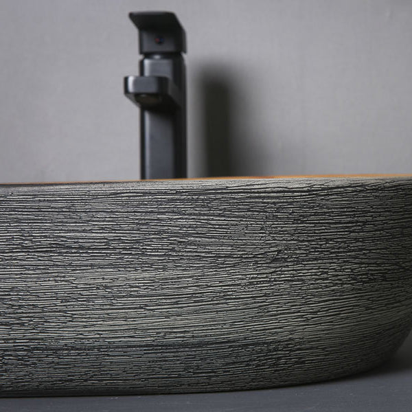 Brown Oval-shape Trough Bathroom Sink Modern Trough Bathroom Sink