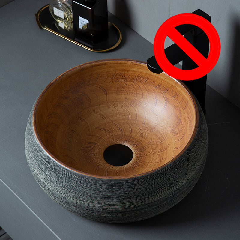 Brown Oval-shape Trough Bathroom Sink Modern Trough Bathroom Sink