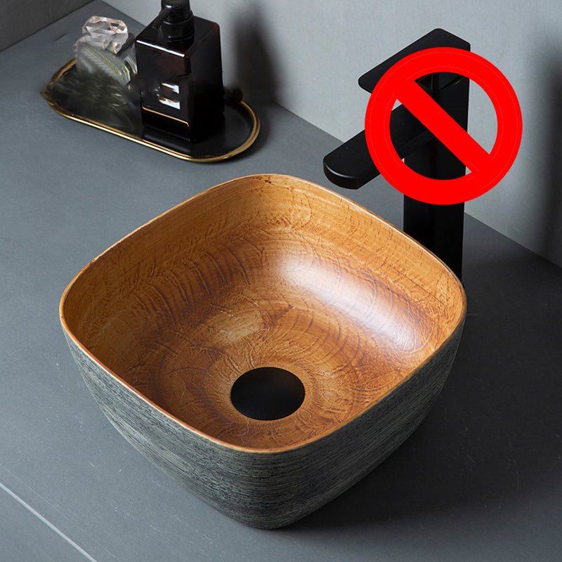 Brown Oval-shape Trough Bathroom Sink Modern Trough Bathroom Sink