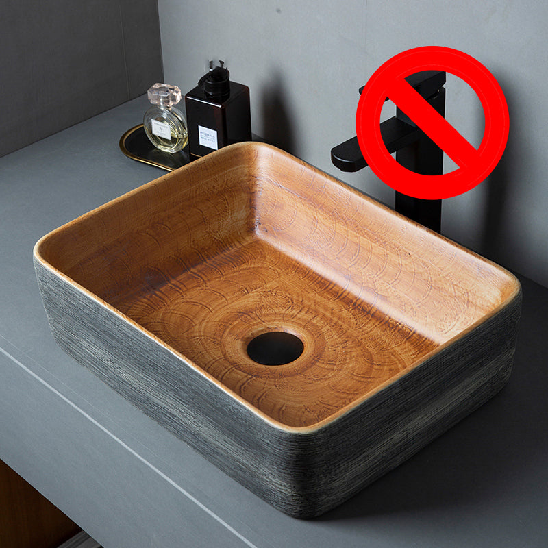 Brown Oval-shape Trough Bathroom Sink Modern Trough Bathroom Sink