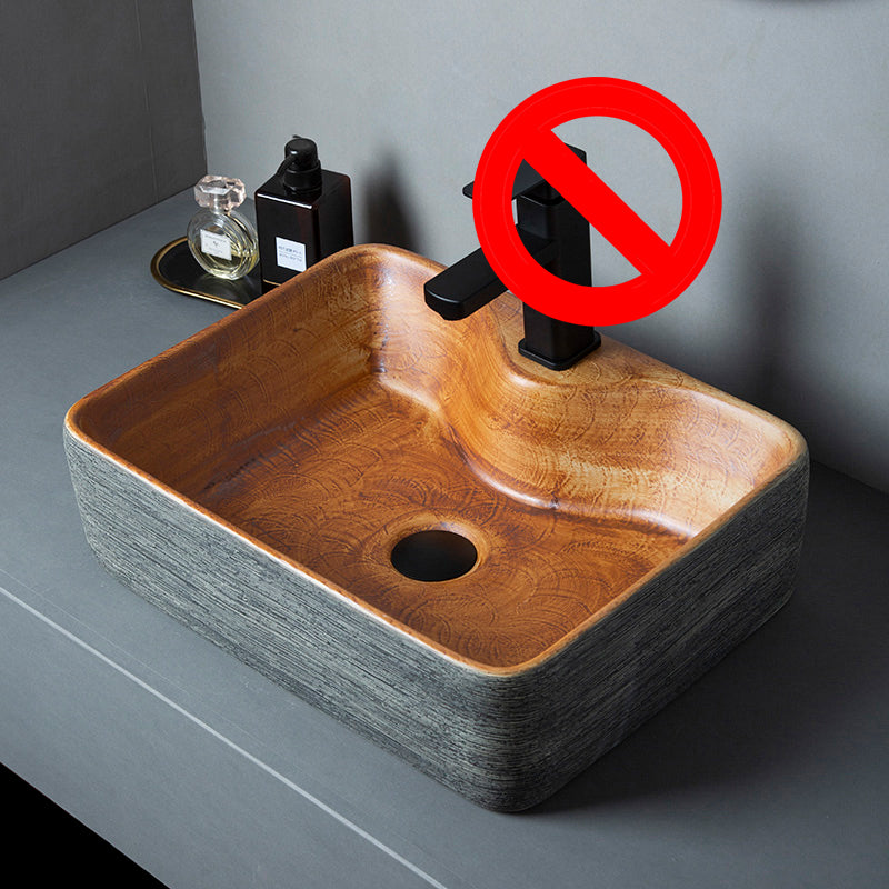 Brown Oval-shape Trough Bathroom Sink Modern Trough Bathroom Sink