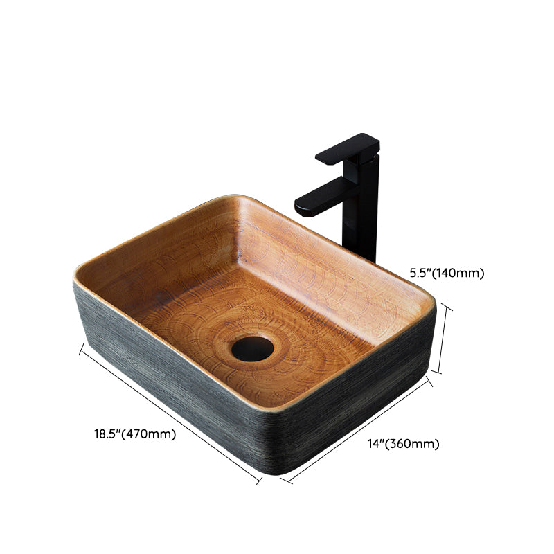 Brown Oval-shape Trough Bathroom Sink Modern Trough Bathroom Sink