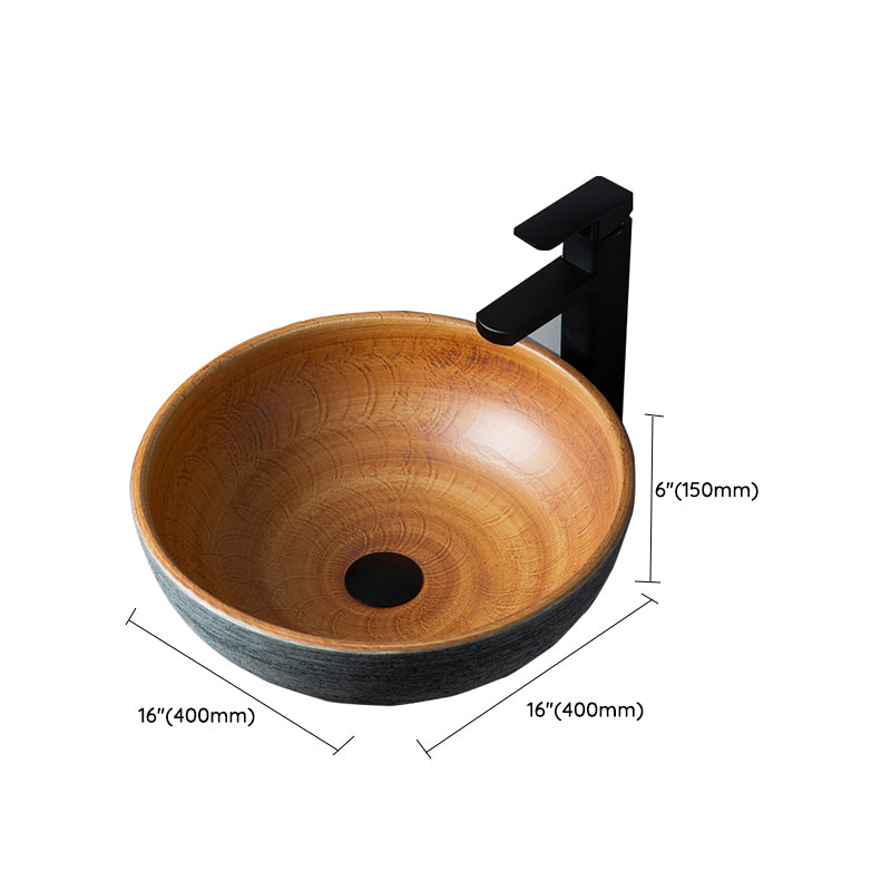 Brown Oval-shape Trough Bathroom Sink Modern Trough Bathroom Sink
