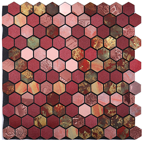 Modern Tile-Peel & Stick Metal Mosaic Tile Hexagonal Peel & Stick Subway Tile