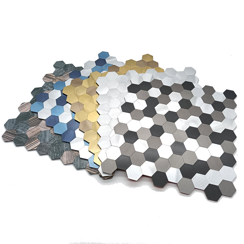 Modern Tile-Peel & Stick Metal Mosaic Tile Hexagonal Peel & Stick Subway Tile