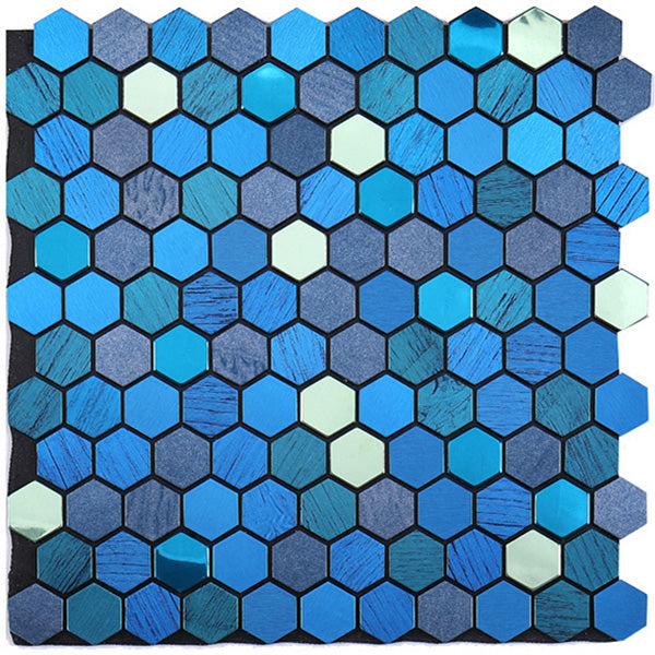Modern Tile-Peel & Stick Metal Mosaic Tile Hexagonal Peel & Stick Subway Tile