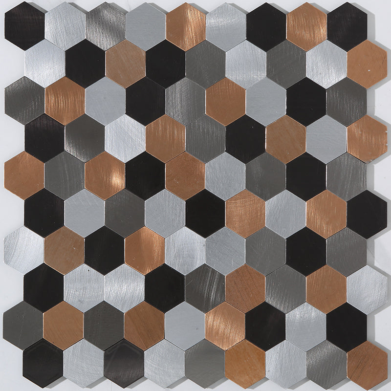 Modern Tile-Peel & Stick Metal Mosaic Tile Hexagonal Peel & Stick Subway Tile