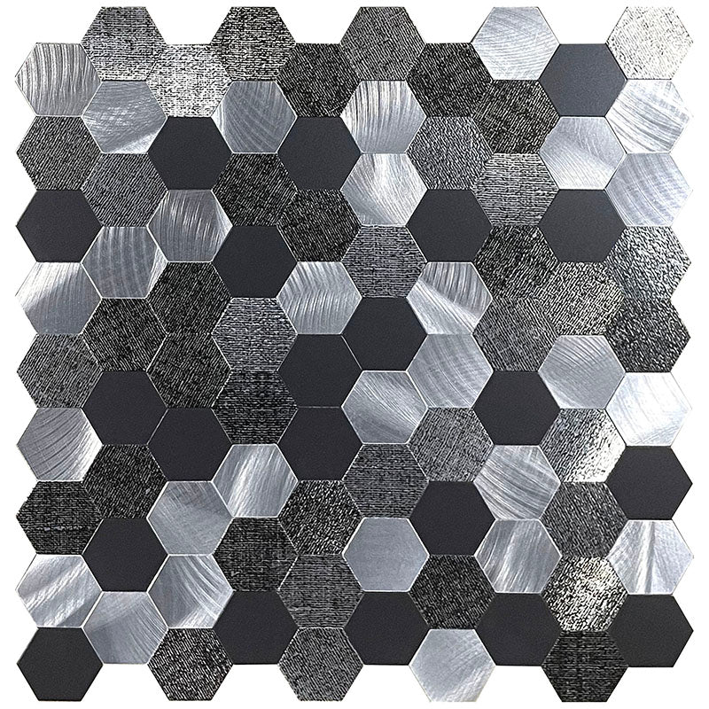 Modern Tile-Peel & Stick Metal Mosaic Tile Hexagonal Peel & Stick Subway Tile