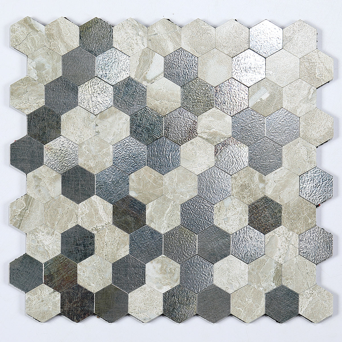 Modern Tile-Peel & Stick Metal Mosaic Tile Hexagonal Peel & Stick Subway Tile