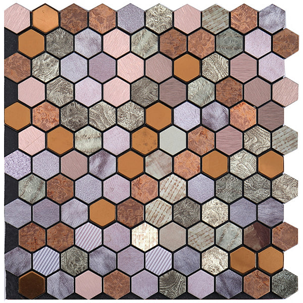 Modern Tile-Peel & Stick Metal Mosaic Tile Hexagonal Peel & Stick Subway Tile