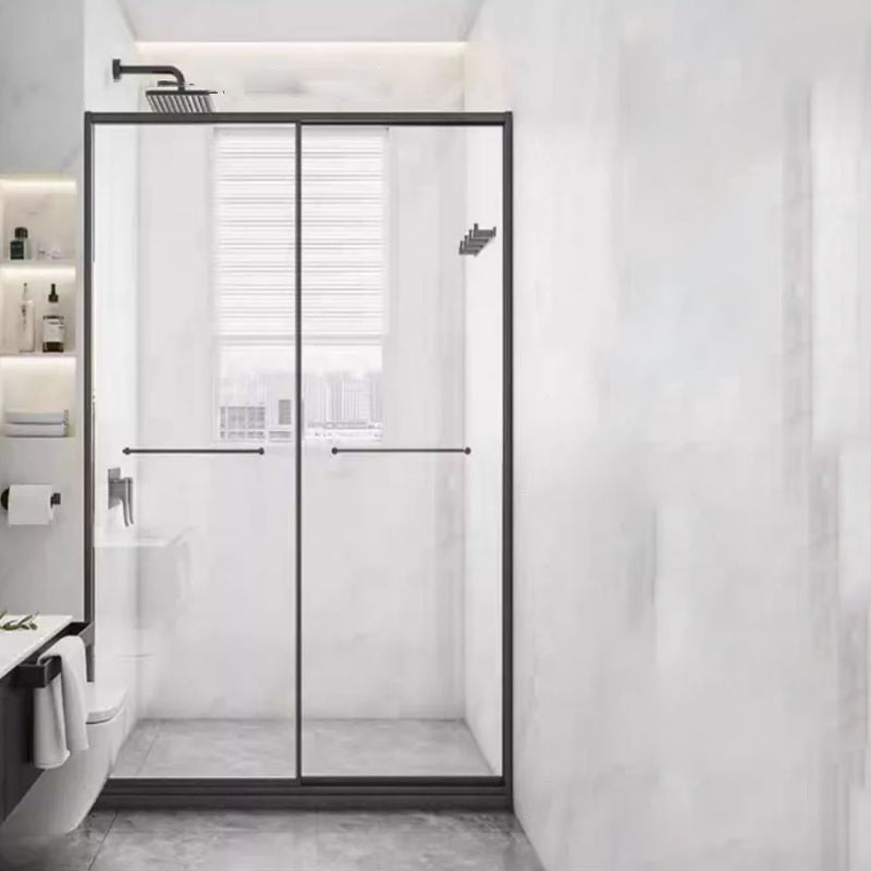 Tempered Shower Bath Door Transparent Metal Framed Sliding Shower Door
