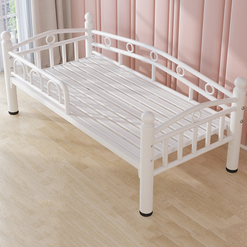 Metal Crib in White Industrial Iron Crib with Guardrails Nursery Bed
