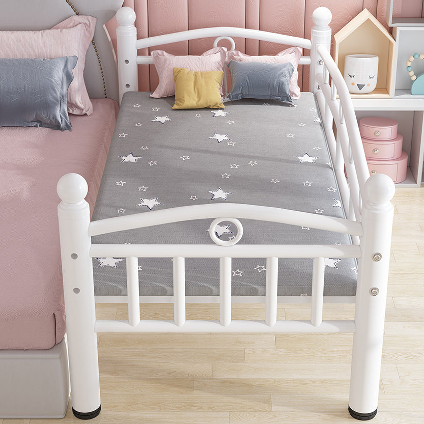 Metal Crib in White Industrial Iron Crib with Guardrails Nursery Bed