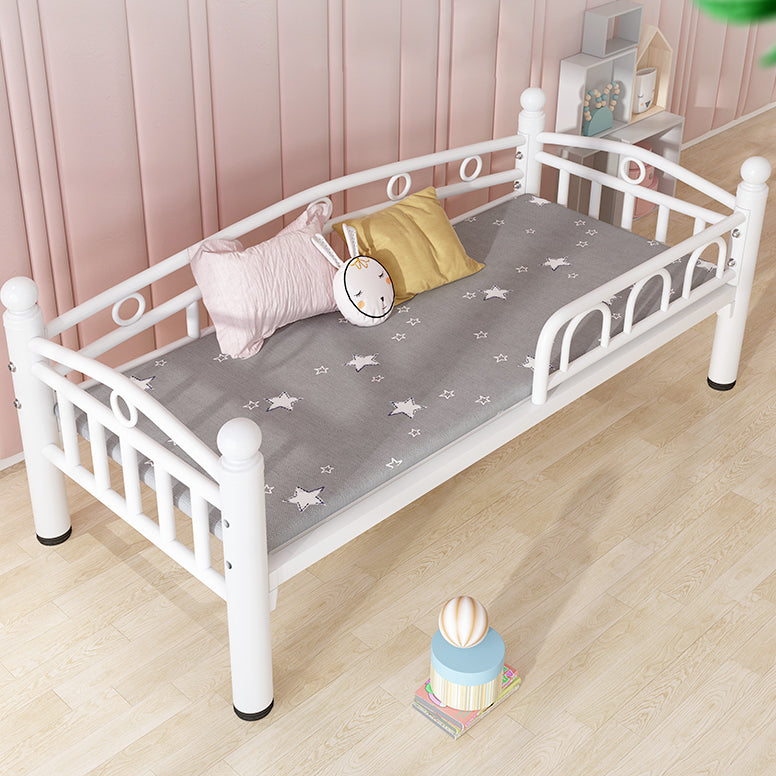 Metal Crib in White Industrial Iron Crib with Guardrails Nursery Bed