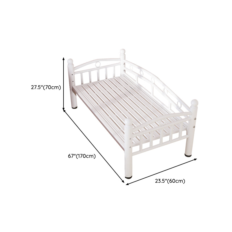 Metal Crib in White Industrial Iron Crib with Guardrails Nursery Bed