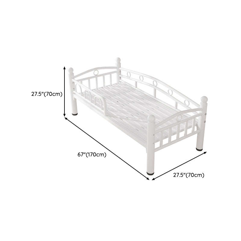 Metal Crib in White Industrial Iron Crib with Guardrails Nursery Bed
