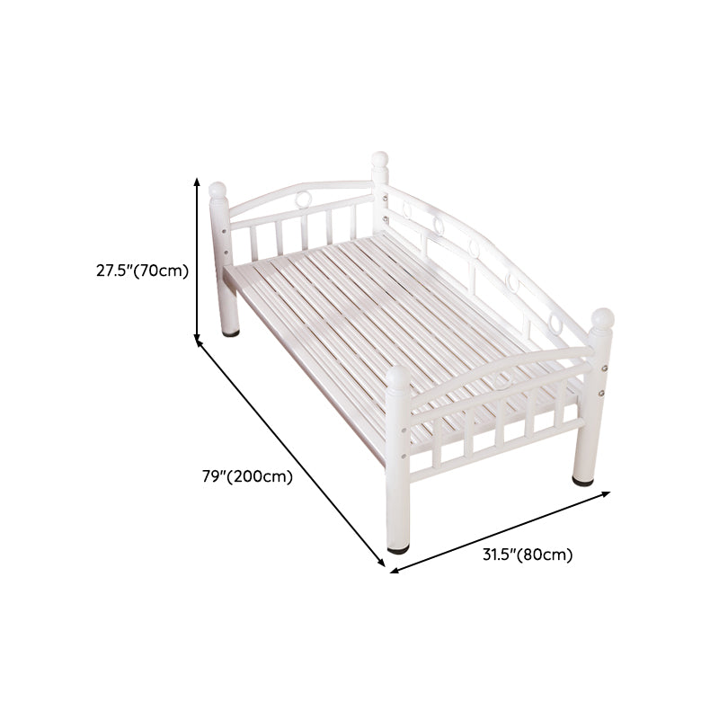 Metal Crib in White Industrial Iron Crib with Guardrails Nursery Bed
