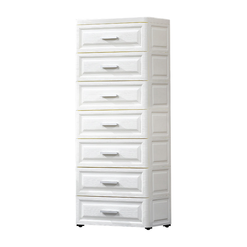 Scandinavian Plastic Kids Nightstand Vertical Nursery Dresser with 7 Drawers for Home
