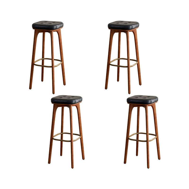 Industrial Style Wood Bar Stool Footrest Counter Stool for Living Room