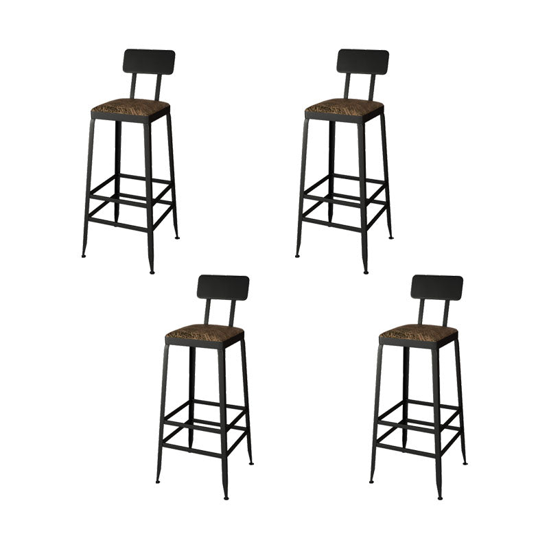 Industrial Faux Leather Dining Stools Armless Bar Stools with Black Metal Base