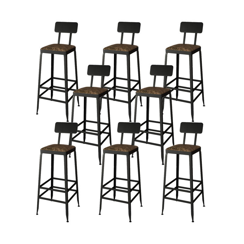 Industrial Faux Leather Dining Stools Armless Bar Stools with Black Metal Base