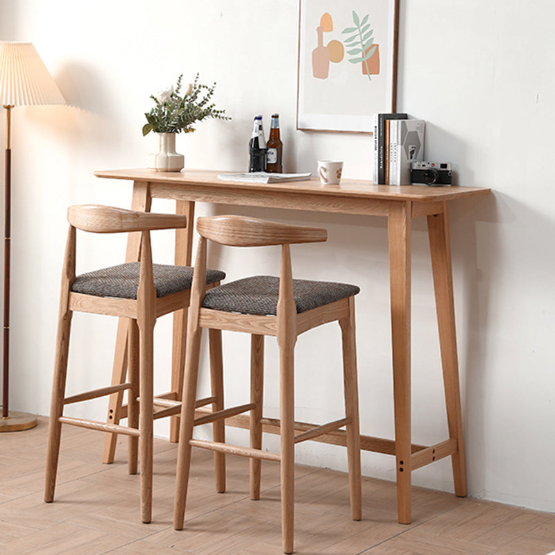 Glam Rectangle Bar Table Set 1/2/3 Pcs Oak Solid Wood Bar Table and Stools in Natural