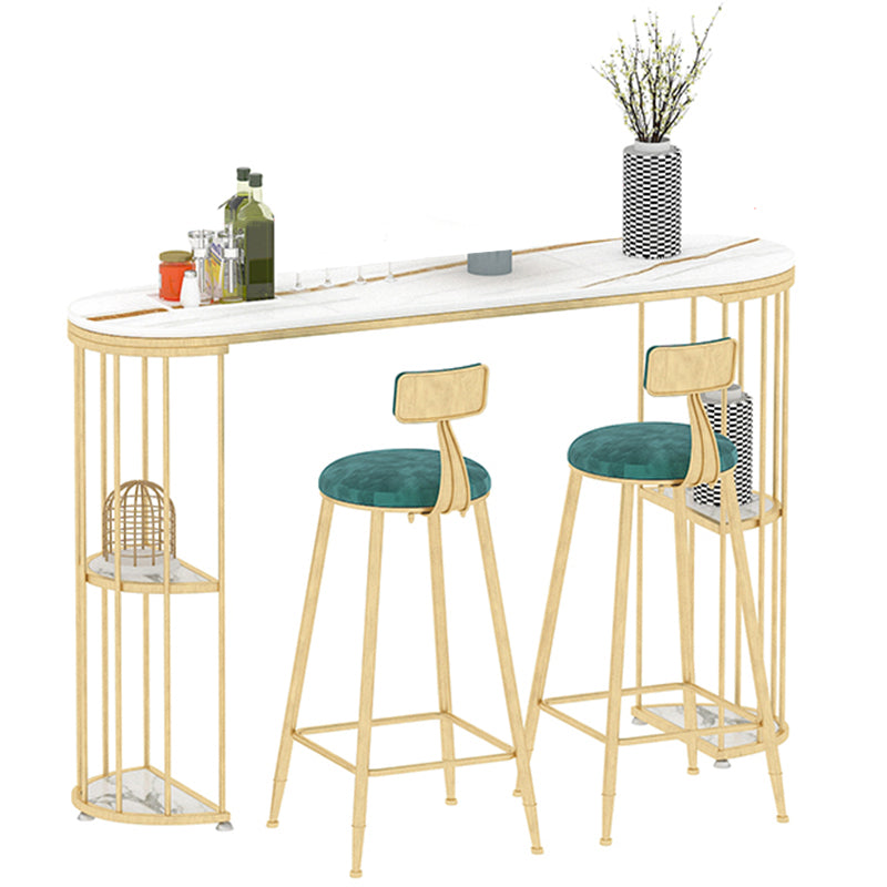 Modern Bar Pub Table Set 1/3 Pcs Metal Frame Bar Table and Upholstered Stools