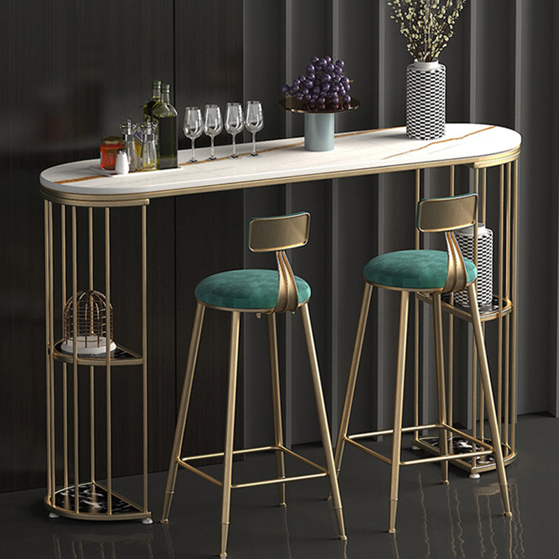Modern Bar Pub Table Set 1/3 Pcs Metal Frame Bar Table and Upholstered Stools
