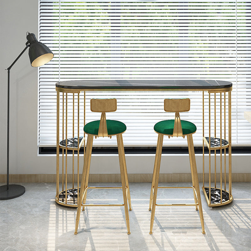 Modern Bar Pub Table Set 1/3 Pcs Metal Frame Bar Table and Upholstered Stools