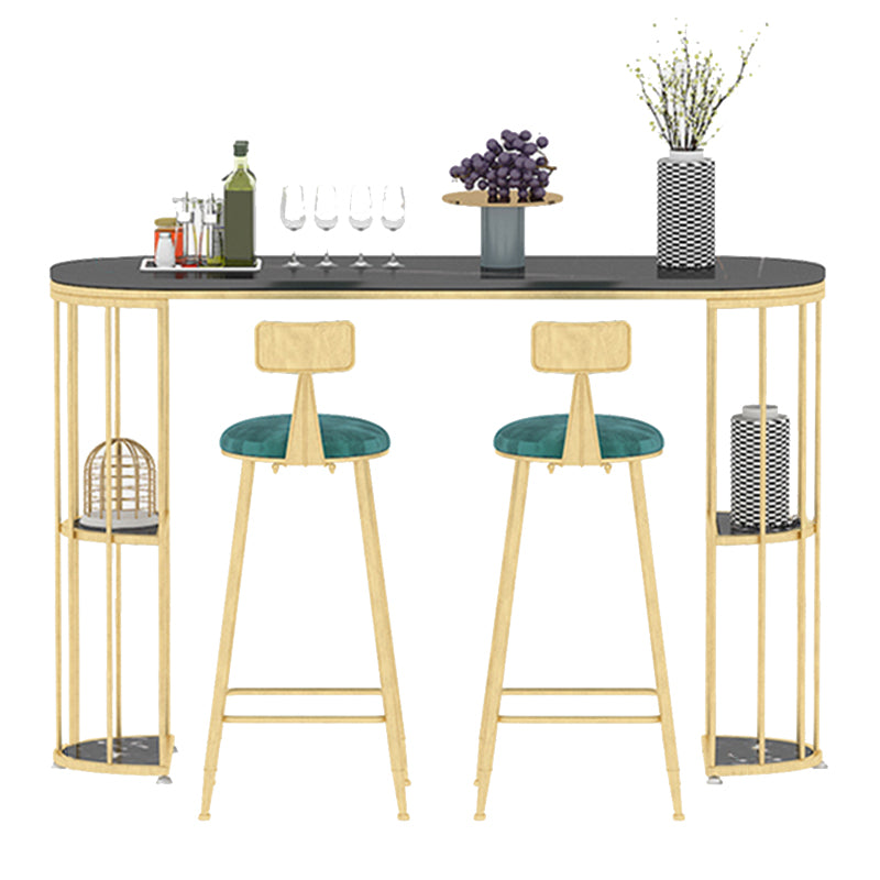 Modern Bar Pub Table Set 1/3 Pcs Metal Frame Bar Table and Upholstered Stools