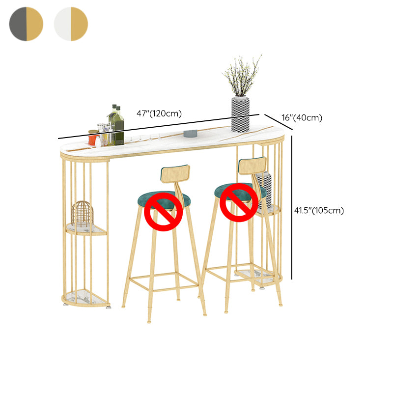 Modern Bar Pub Table Set 1/3 Pcs Metal Frame Bar Table and Upholstered Stools