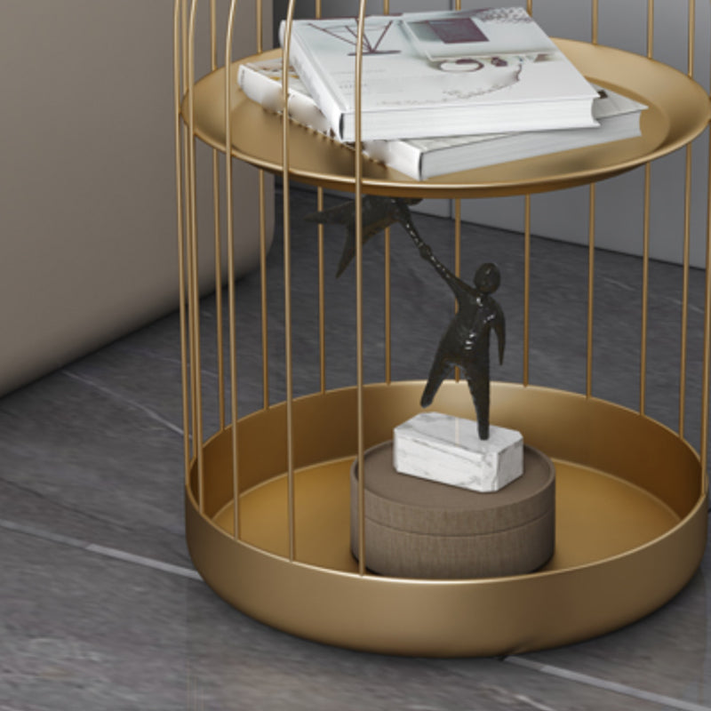 Contemporary Stone Bedside Cabinet Open Storage Accent Table Nightstand for Bedroom