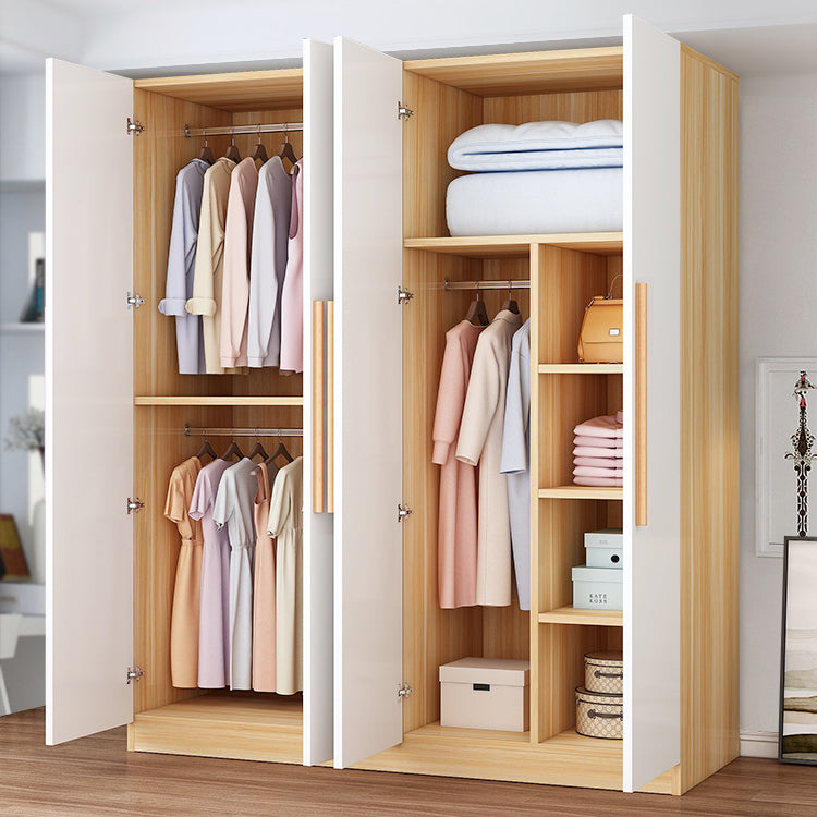 Freestanding Wood Frame Wardrobe Modern Hinged Soft Close Doors Wardrobe