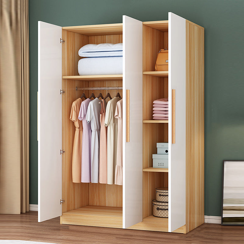 Freestanding Wood Frame Wardrobe Modern Hinged Soft Close Doors Wardrobe