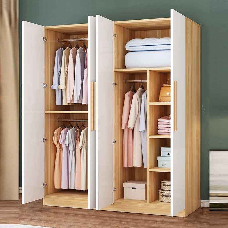 Freestanding Wood Frame Wardrobe Modern Hinged Soft Close Doors Wardrobe