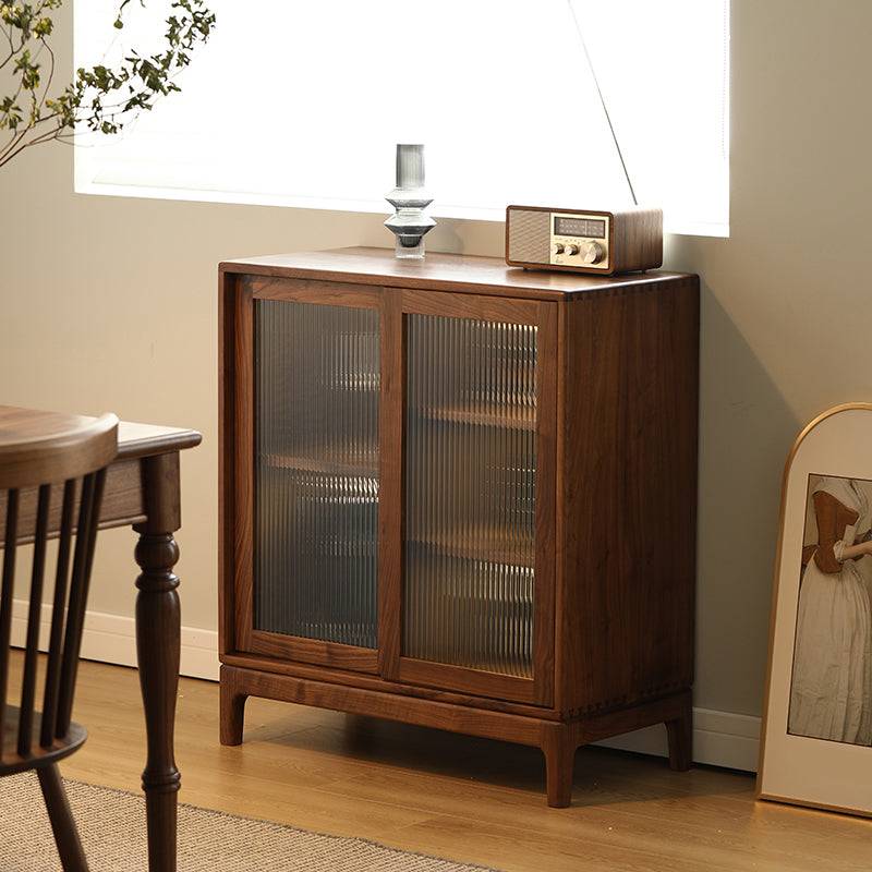 Mid-Century Modern Rectangle Accent Cabinet Solid Wood Brown Accent Cabinet