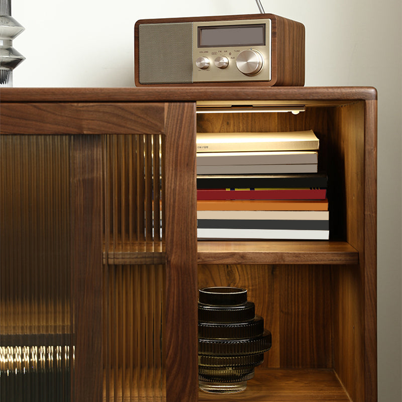 Mid-Century Modern Rectangle Accent Cabinet Solid Wood Brown Accent Cabinet