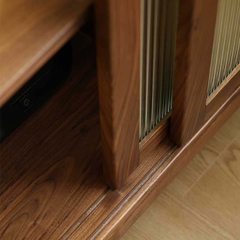 Mid-Century Modern Rectangle Accent Cabinet Solid Wood Brown Accent Cabinet