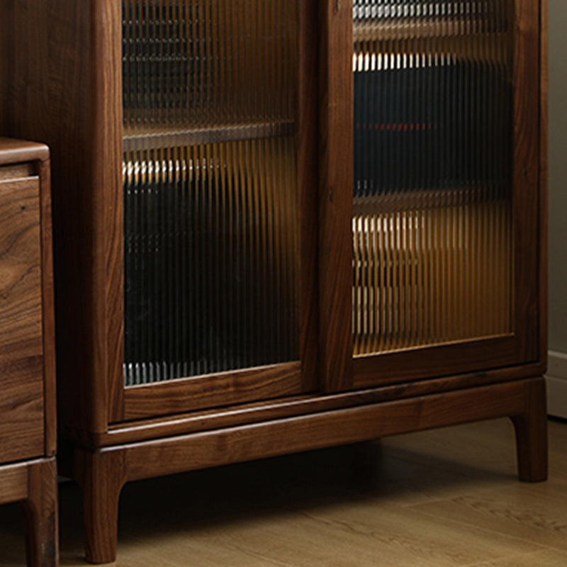 Mid-Century Modern Rectangle Accent Cabinet Solid Wood Brown Accent Cabinet